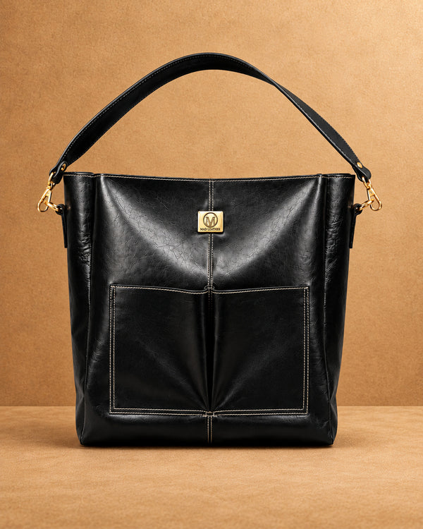 Verona Twin Pocket Top Grain Leather Tote