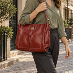 Verona Twin Pocket Top Grain Leather Tote