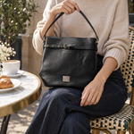 Elara Frame Top Grain Leather Handbag