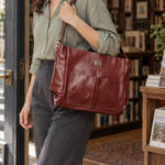 Verona Twin Pocket Top Grain Leather Tote